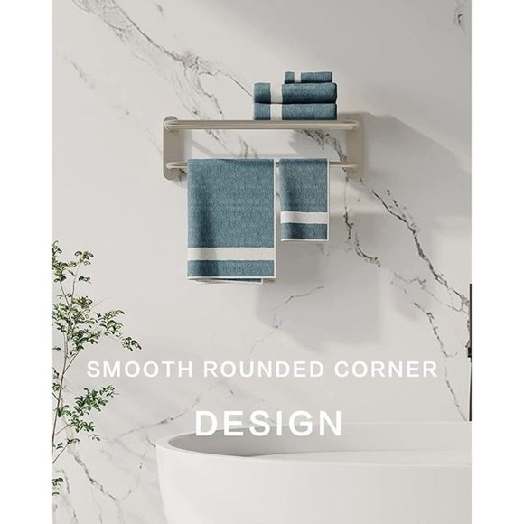 Double Towel Rack 24" Bathroom Towel Rack Towel Bar Brushed Nickel Stainless Ste - Picture 3 of 7